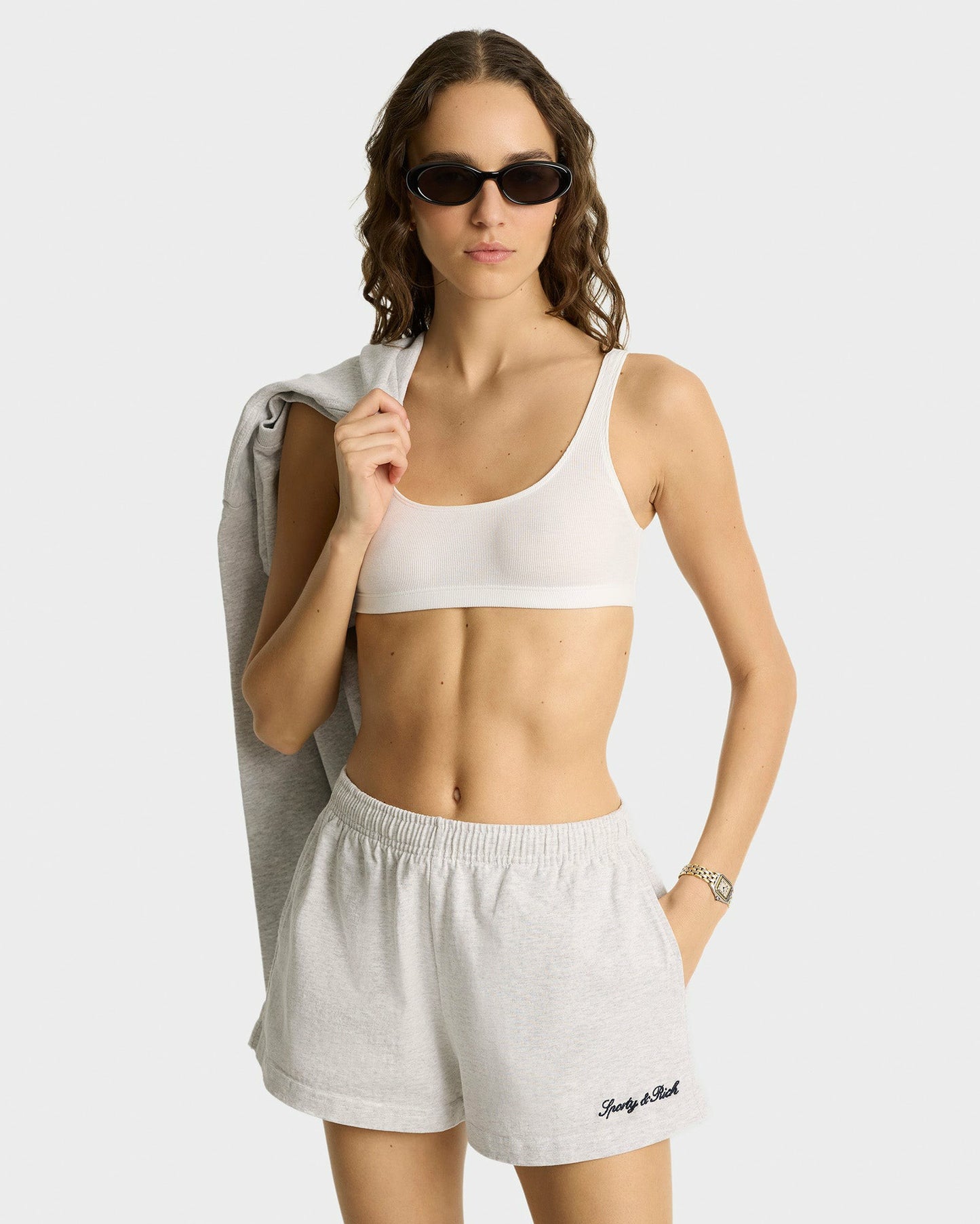Syracuse Embroidered Disco short - Heather Gray/Navy