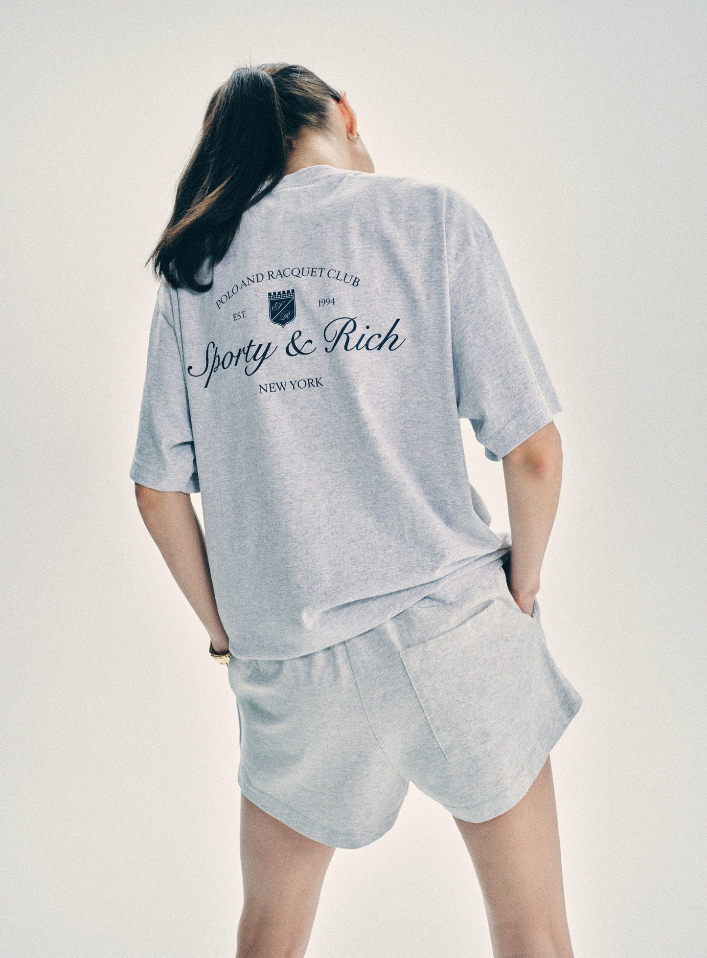 Syracuse Embroidered Disco short - Heather Gray/Navy