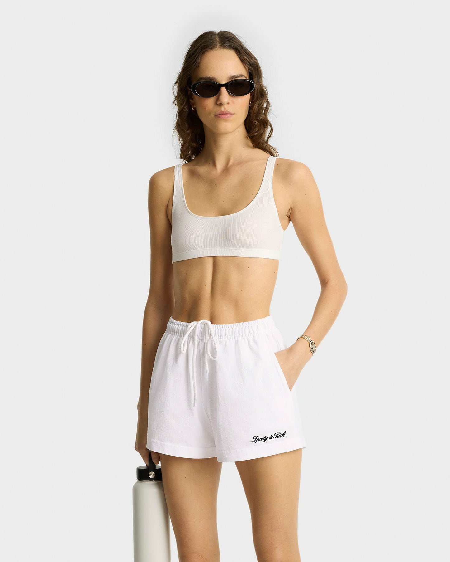 Syracuse Embroidered Disco Short - White/Navy