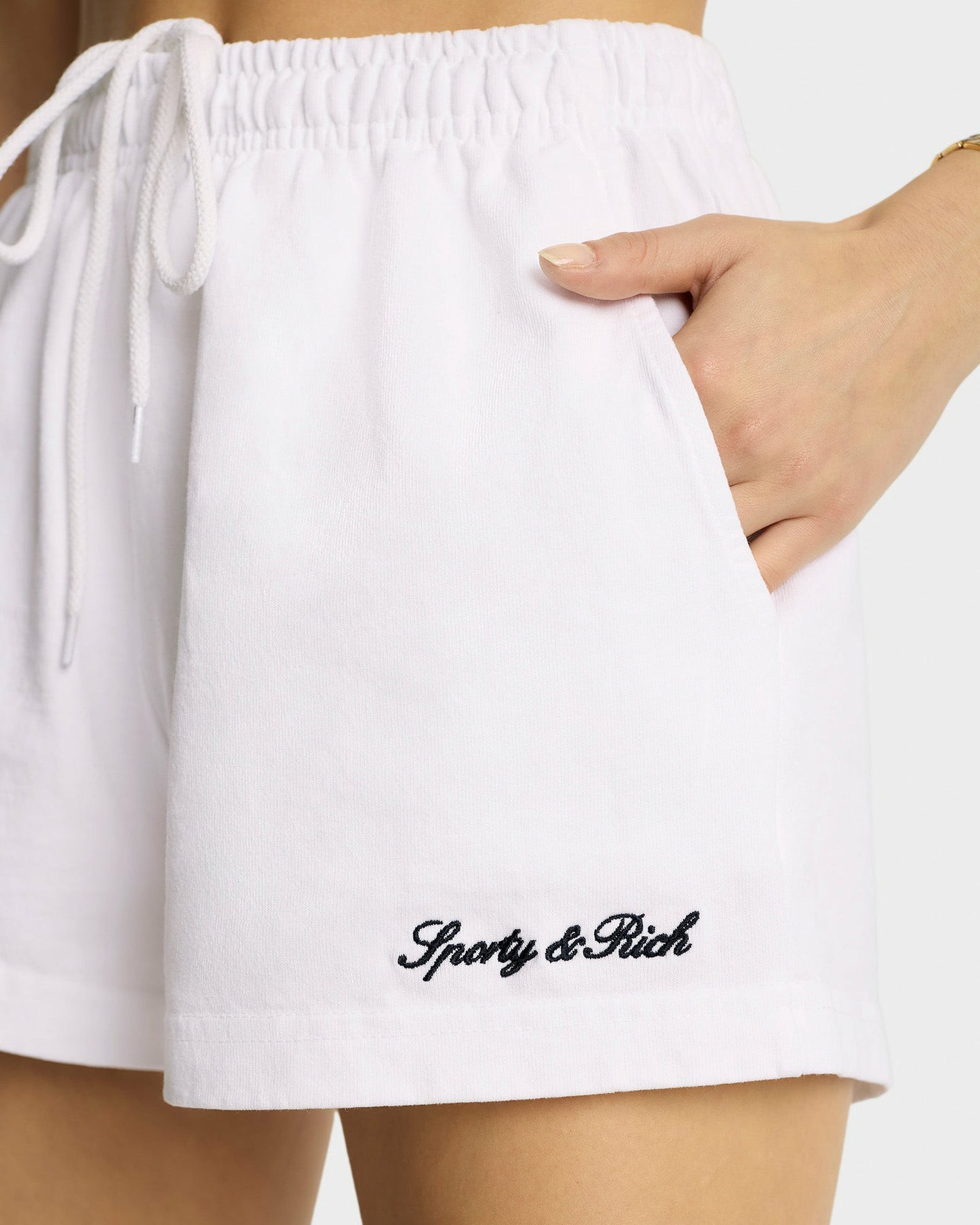 Syracuse Embroidered Disco Short - White/Navy