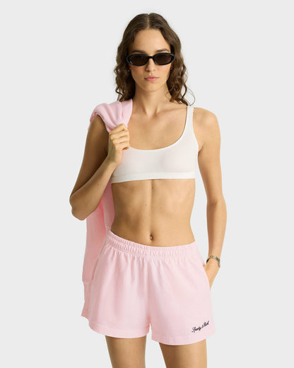 Syracuse Embroidered Disco short - Pink Dolphin/Navy