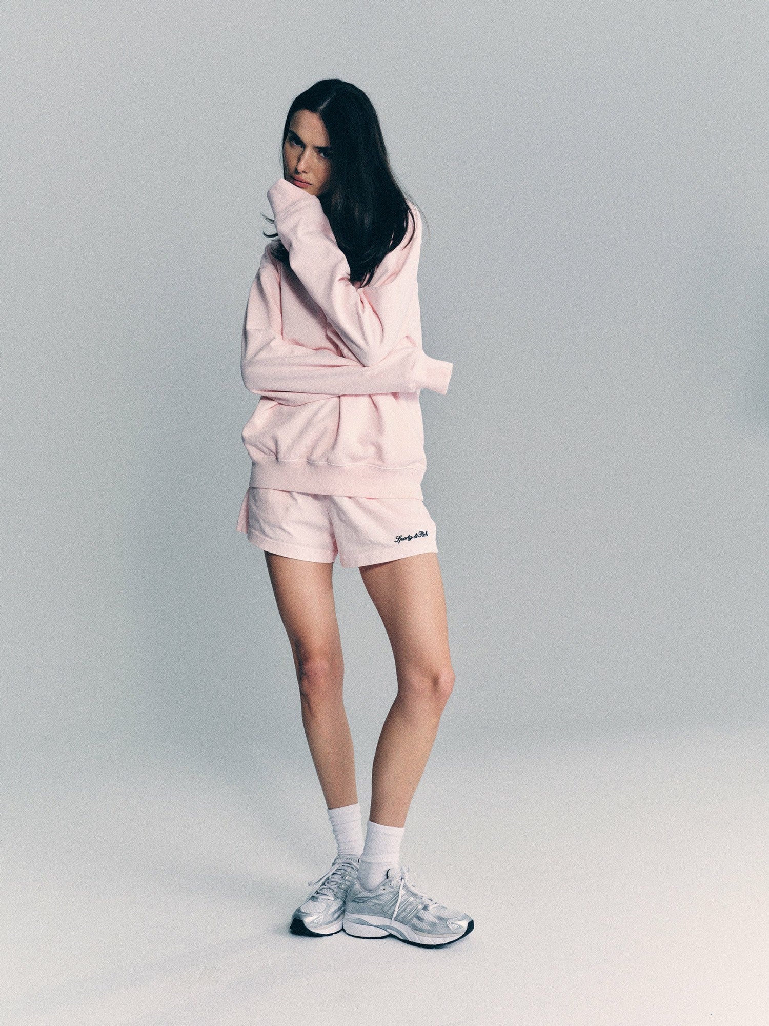 Syracuse Embroidered Disco short - Pink Dolphin/Navy