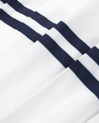 Serif Logo Pleated Skirt - White/Navy