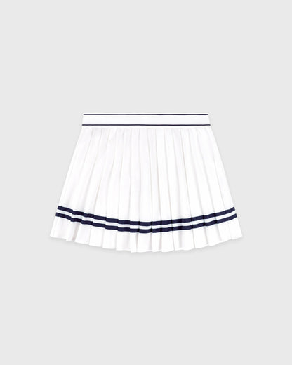 Serif Logo Pleated Skirt - White/Navy