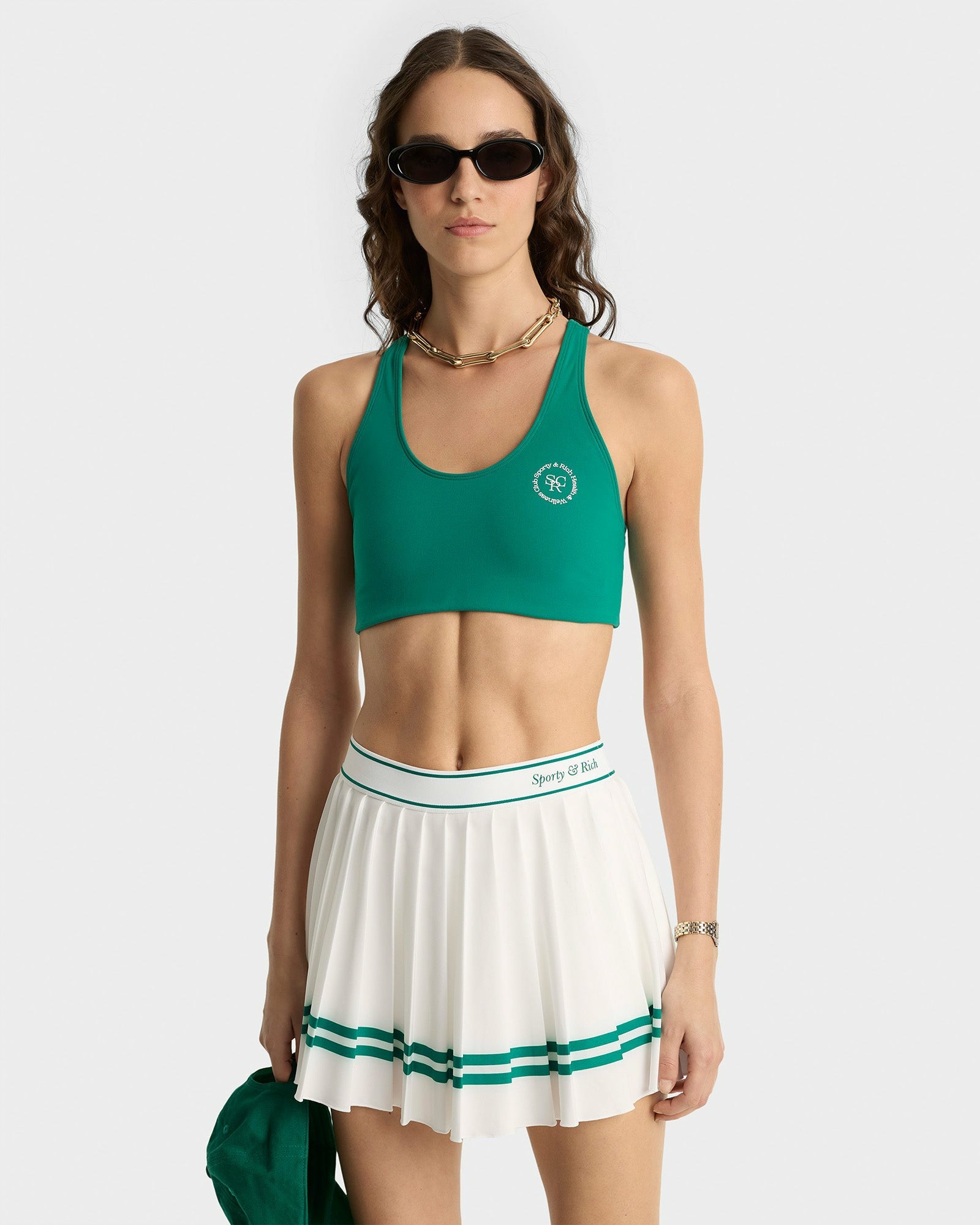 Italic Logo Pleated Skirt - White/Alpine