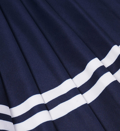 Serif Logo Pleated Skirt - Navy/White