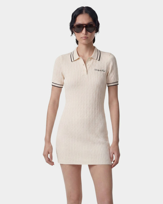 Signature Logo Mini Cable Dress - Ecru/Navy