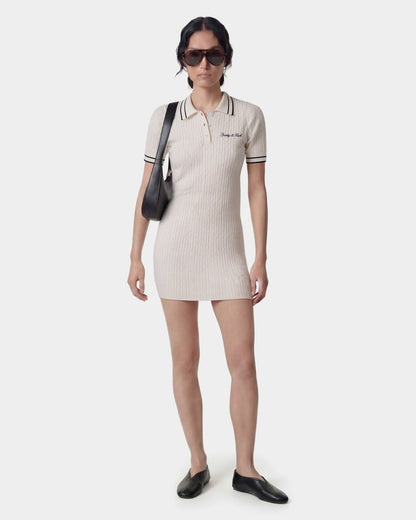 Signature Logo Mini Cable Dress - Ecru/Navy