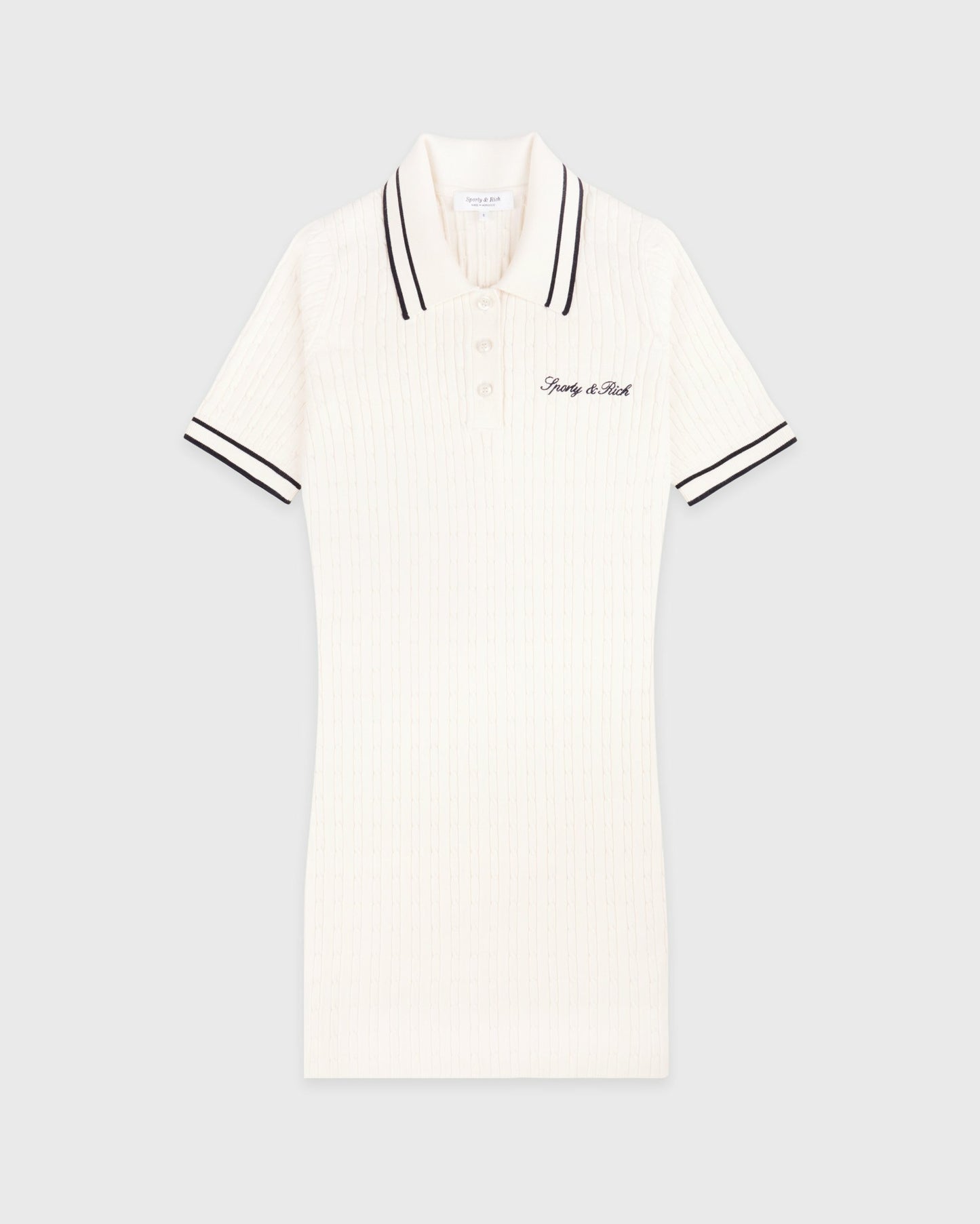 Signature Logo Mini Cable Dress - Ecru/Navy