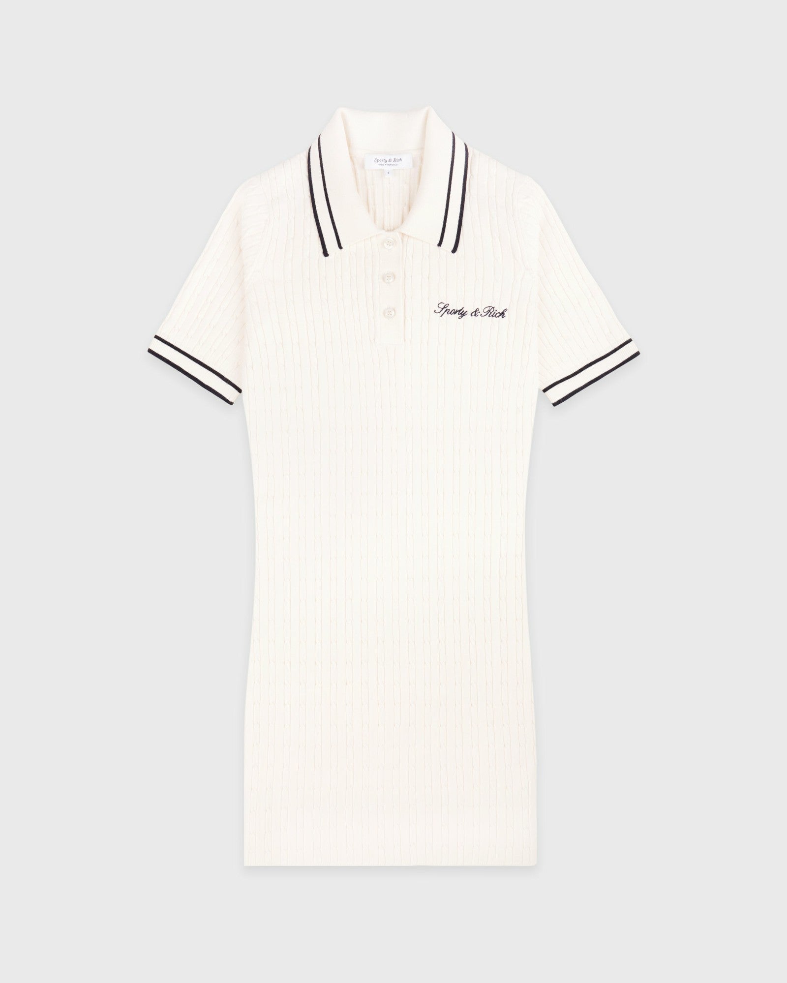 Signature Logo Mini Cable Dress - Ecru/Navy
