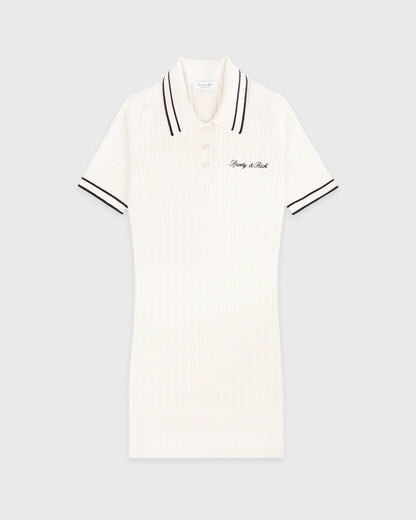 Signature Logo Mini Cable Dress - Ecru/Navy