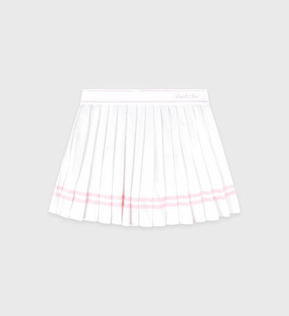 Vendome Script Pleated Skirt - White/Pink Dolphin