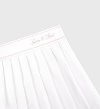 Vendome Script Pleated Skirt - White/Pink Dolphin