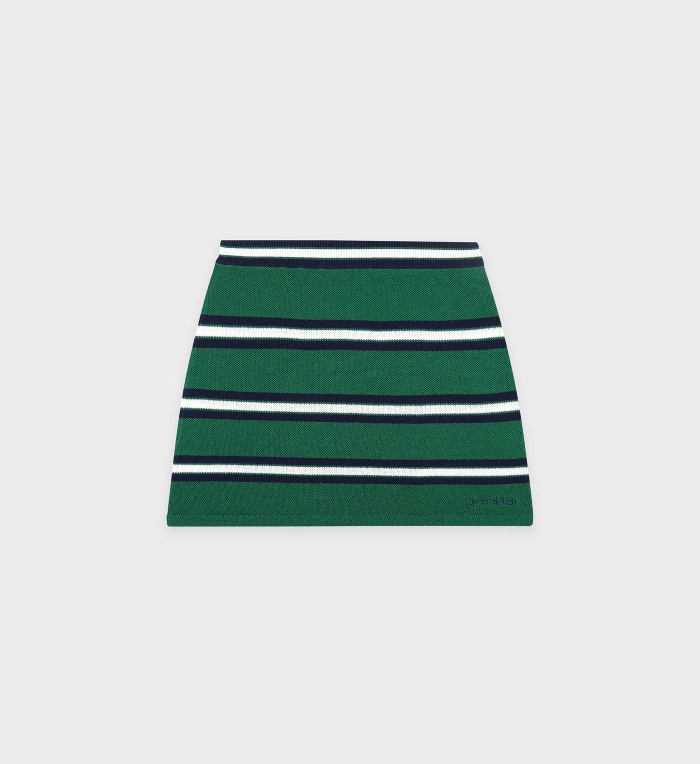 Serif Logo Silk Pique Aline Skirt - Alpine/White/Navy
