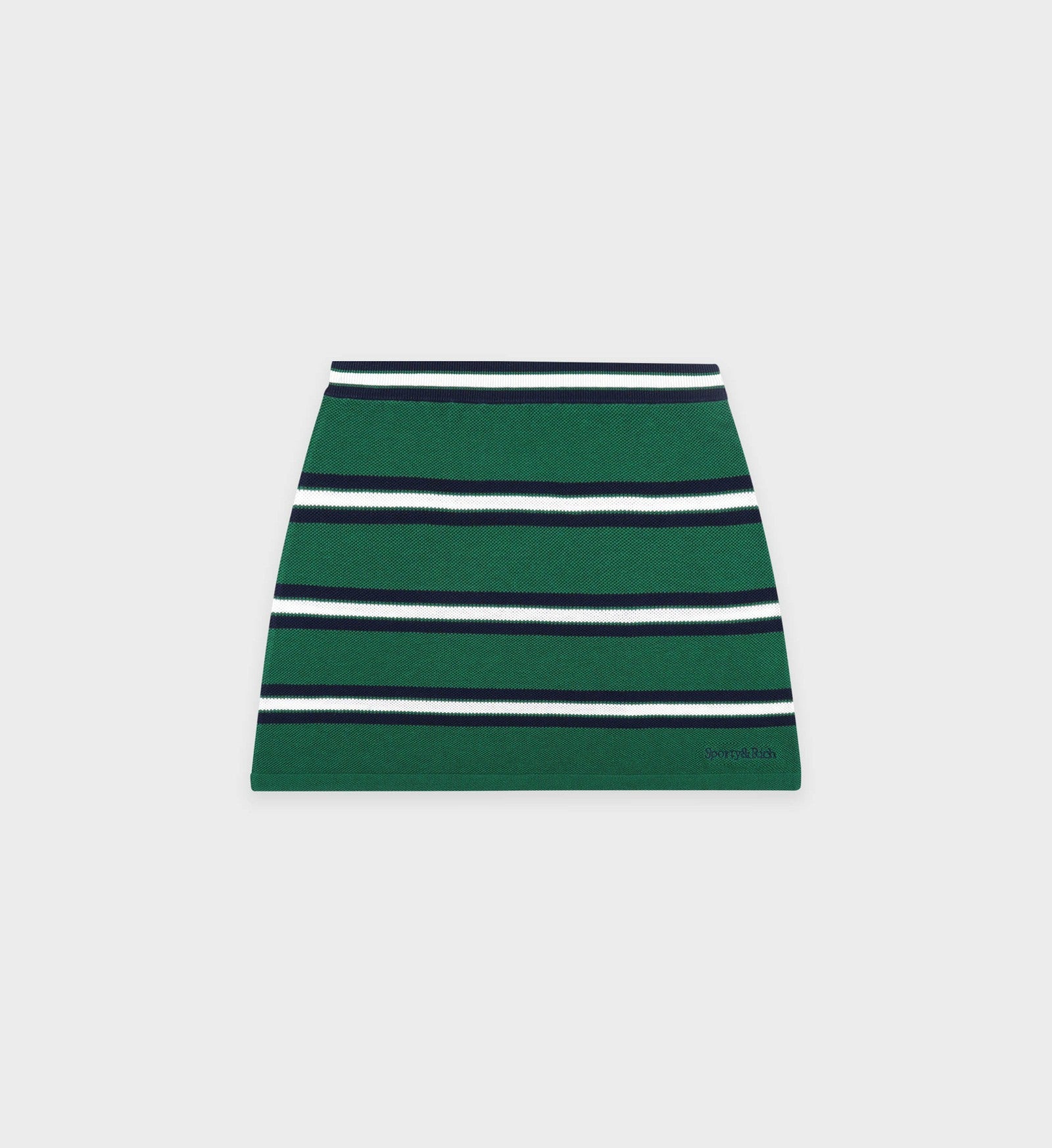 Serif Logo Silk Pique Aline Skirt - Alpine/White/Navy