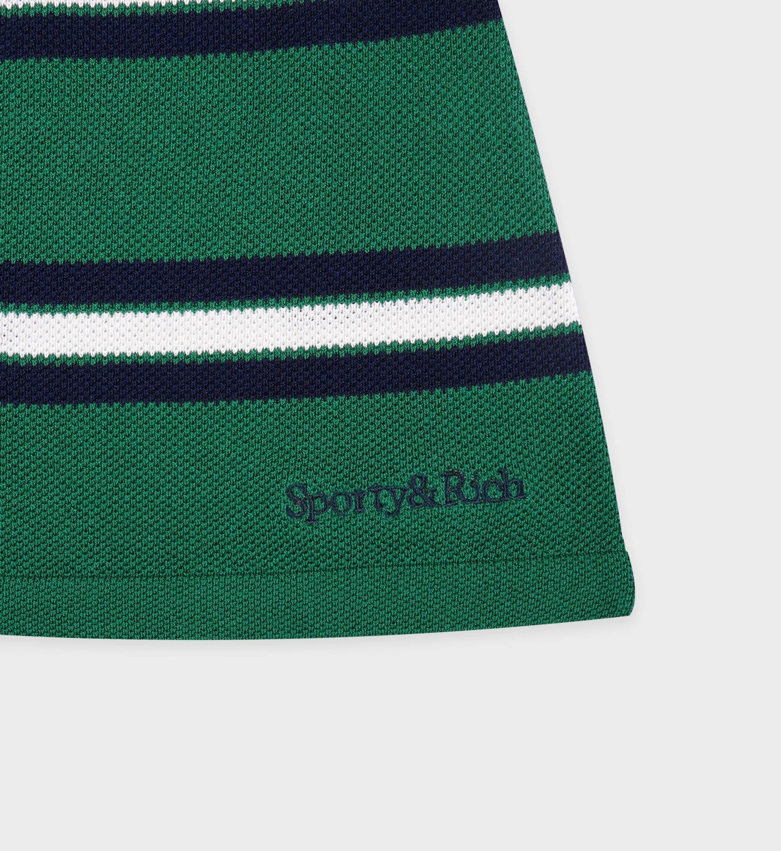 Serif Logo Silk Pique Aline Skirt - Alpine/White/Navy