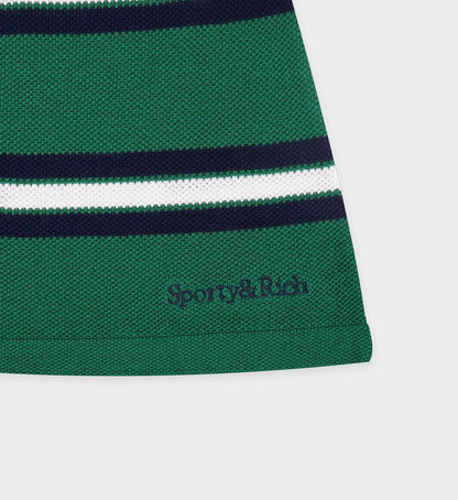 Serif Logo Silk Pique Aline Skirt - Alpine/White/Navy