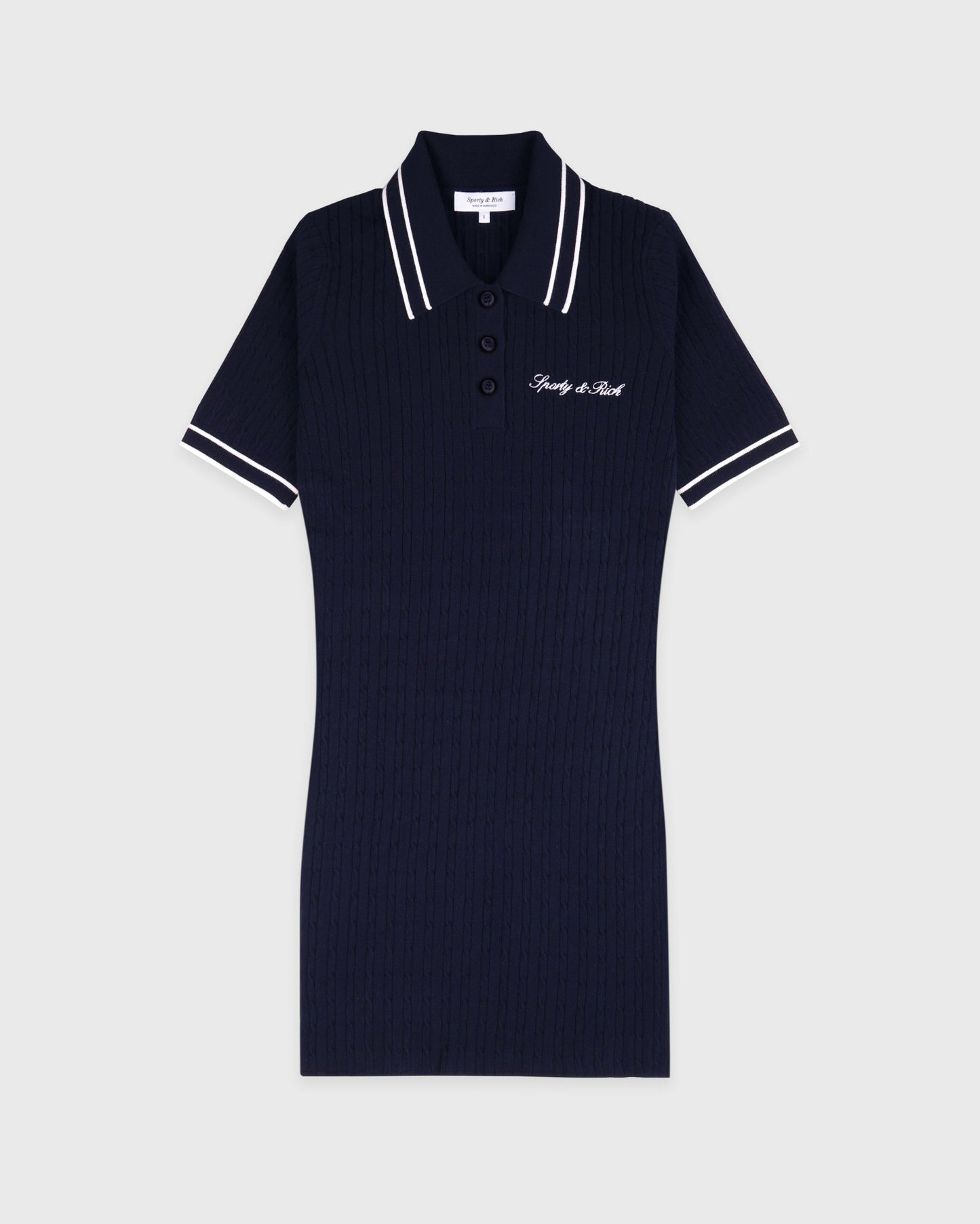 Signature Logo Mini Cable Dress - Navy/White