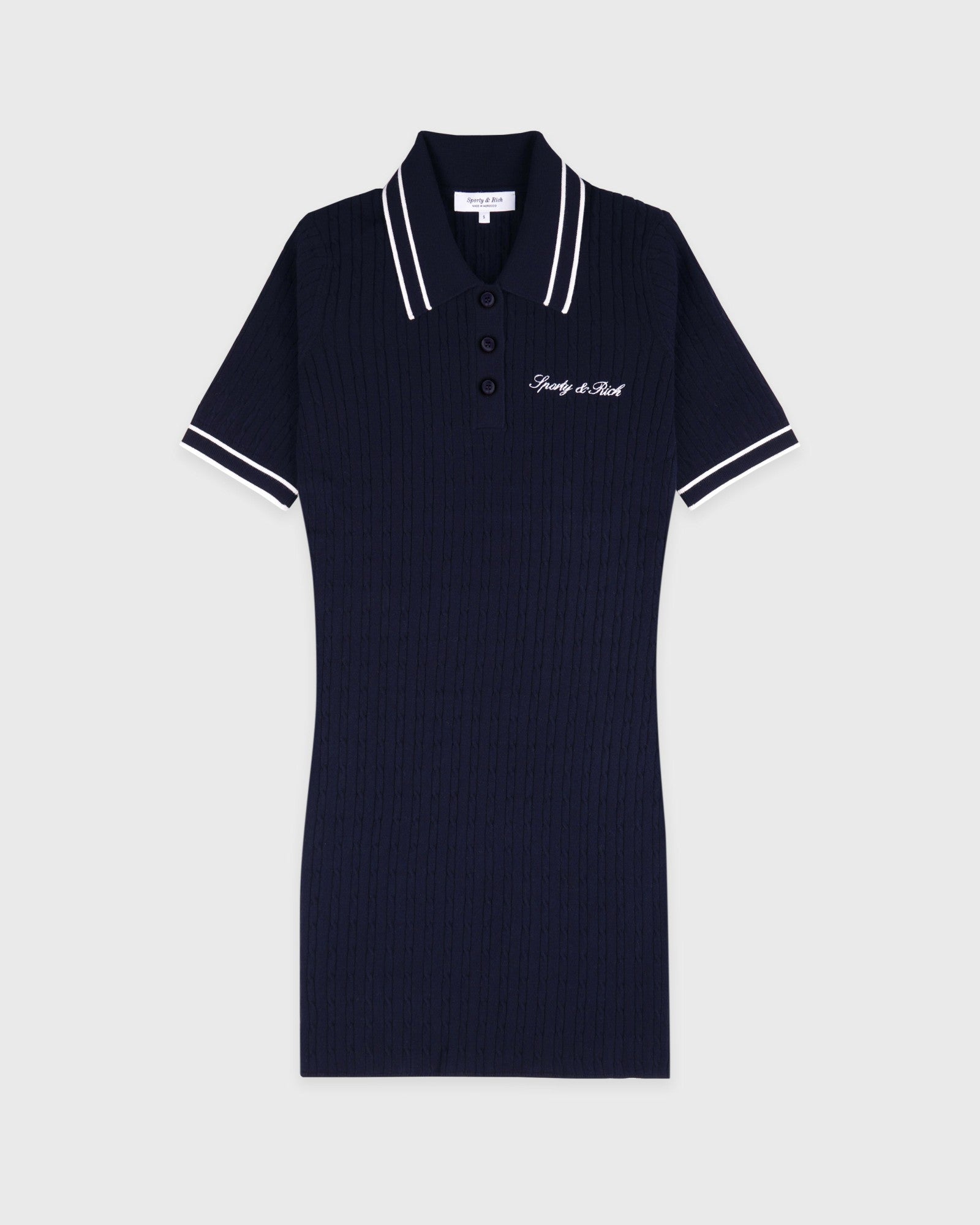Signature Logo Mini Cable Dress - Navy/White