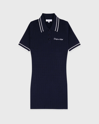 Signature Logo Mini Cable Dress - Navy/White