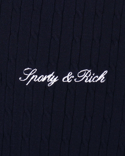 Signature Logo Mini Cable Dress - Navy/White