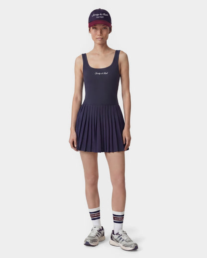 Signature Logo Court Dress - Navy/White