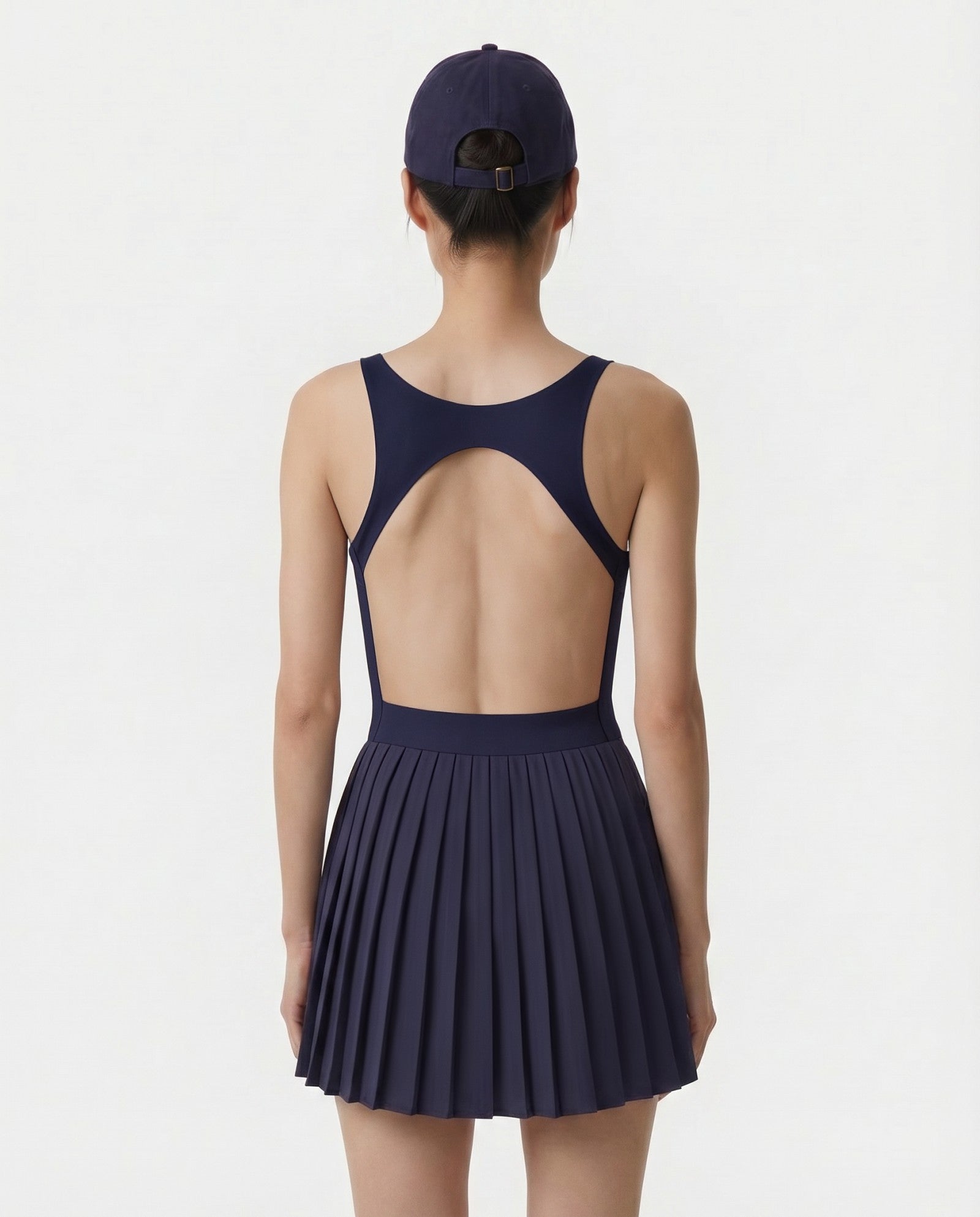 Signature Logo Court Dress - Navy/White
