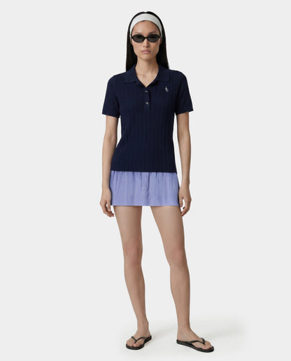 Signature Logo Poplin Skirt - Blue Striped/White
