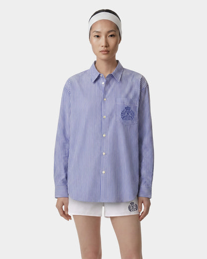 NY Crest Oversized Shirt - Blue Striped
