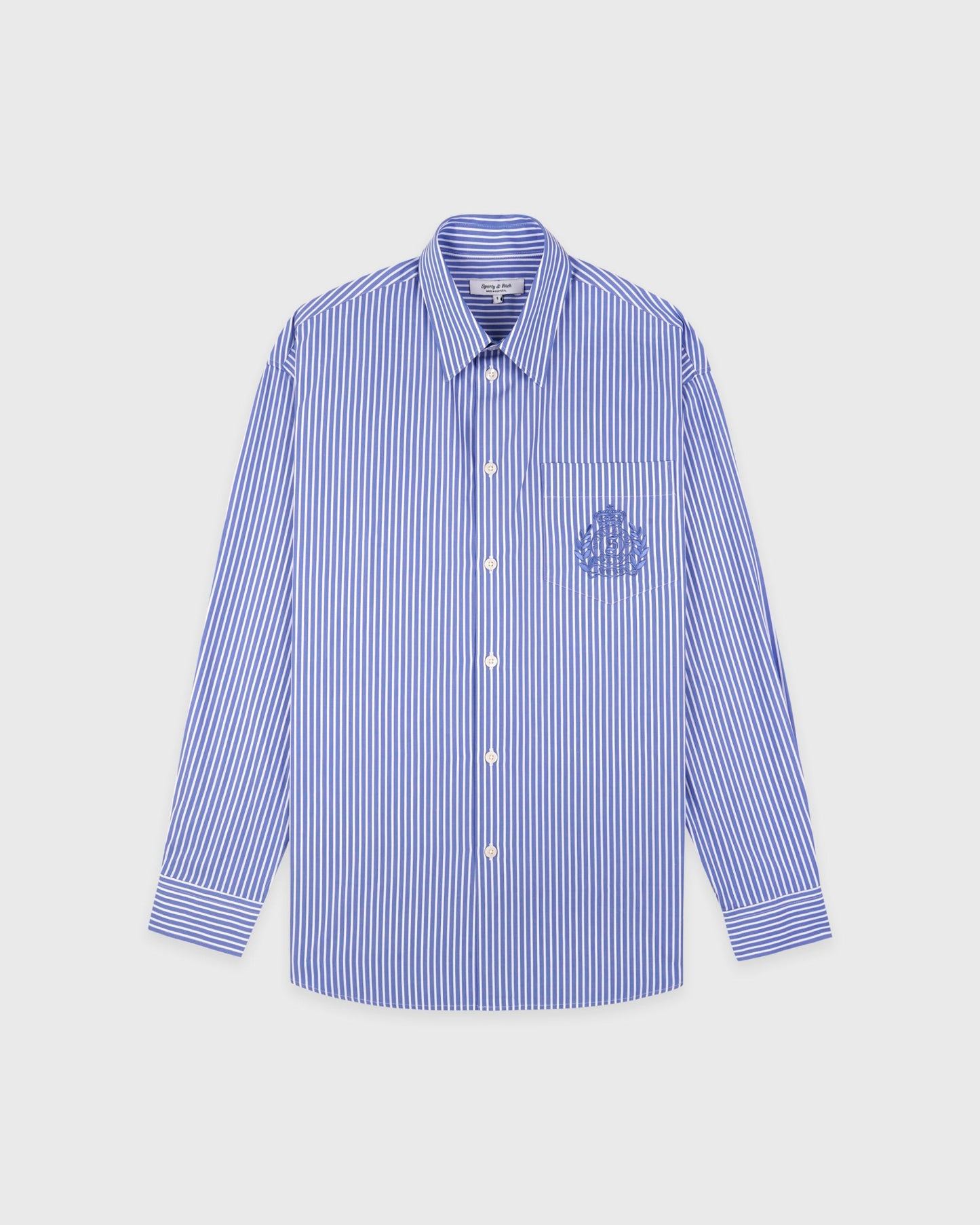 NY Crest Oversized Shirt - Blue Striped