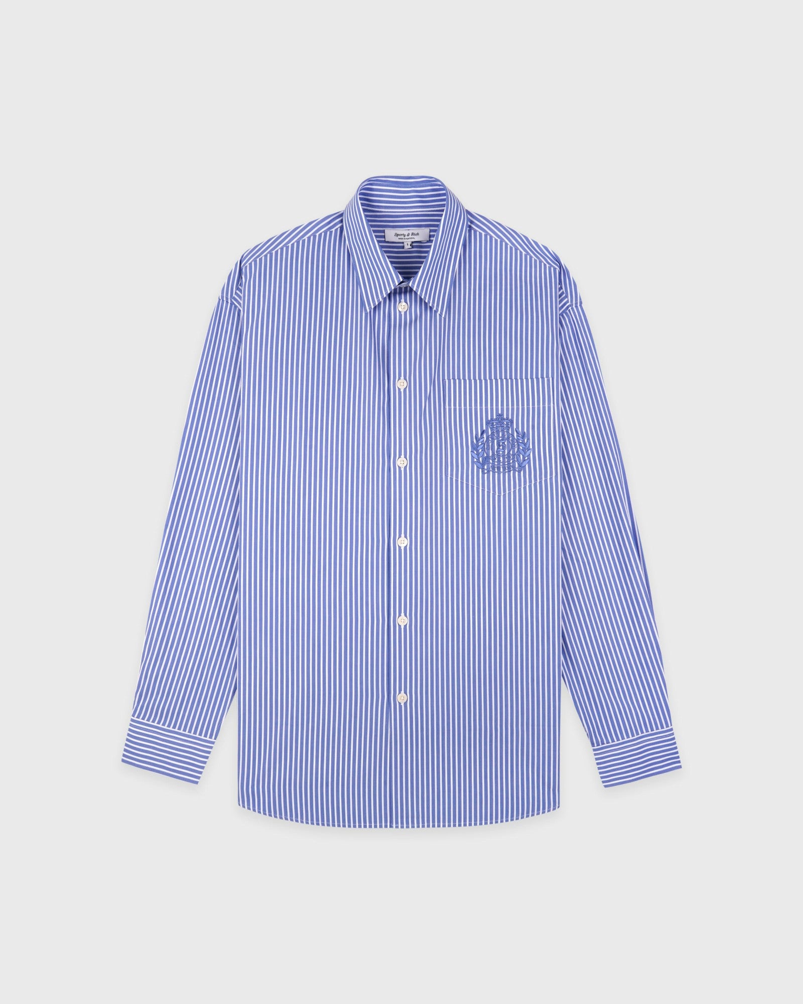 NY Crest Oversized Shirt - Blue Striped