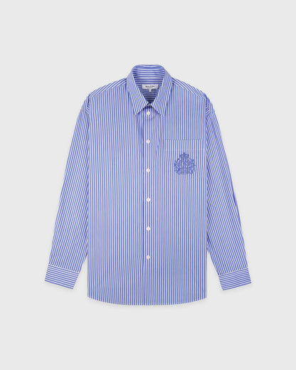 NY Crest Oversized Shirt - Blue Striped