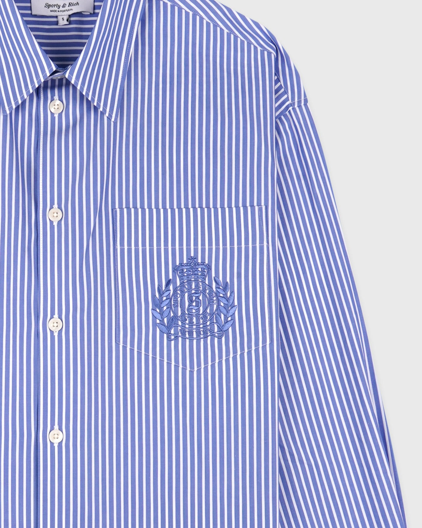 NY Crest Oversized Shirt - Blue Striped