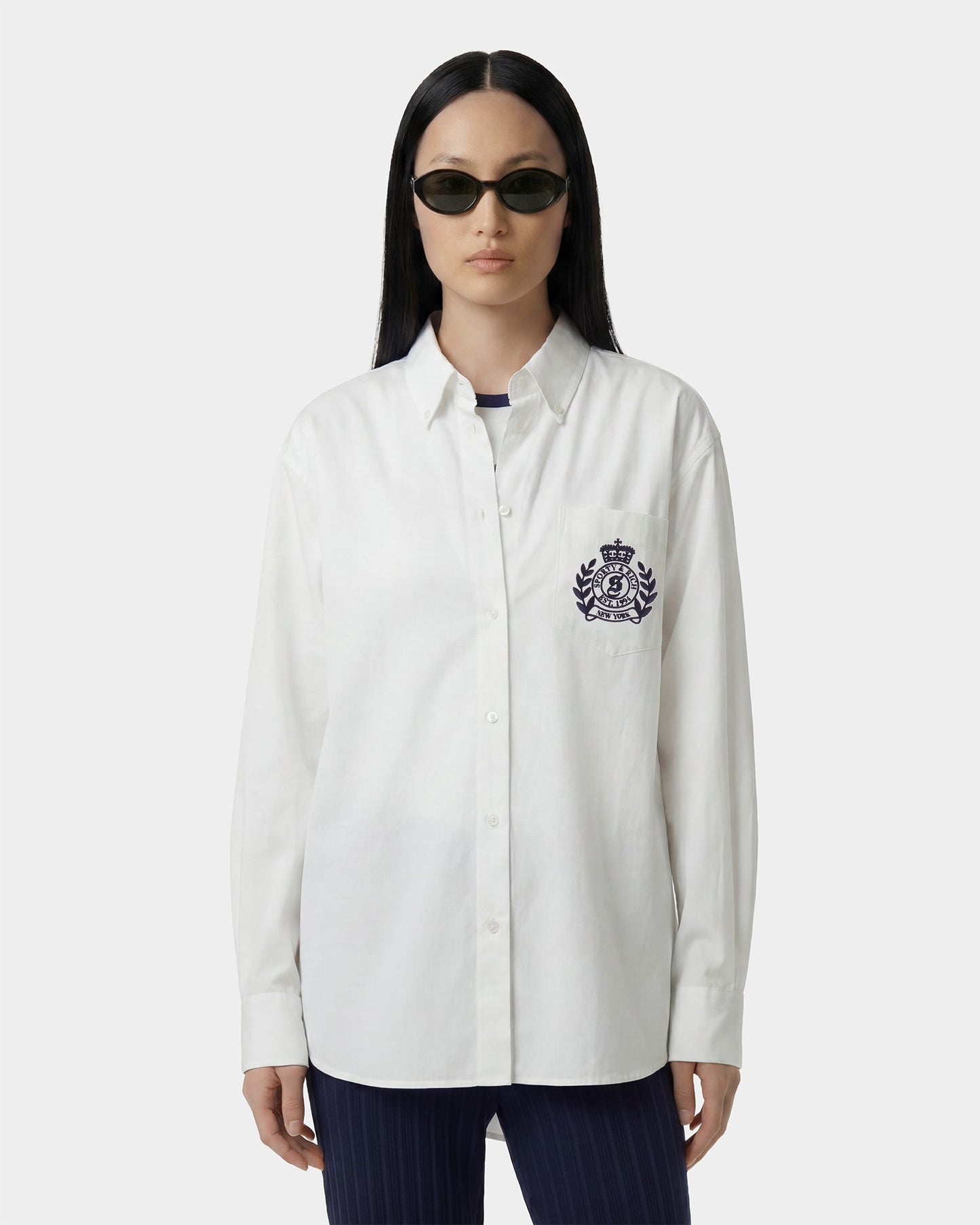 NY Crest Oversized Shirt - White/Navy
