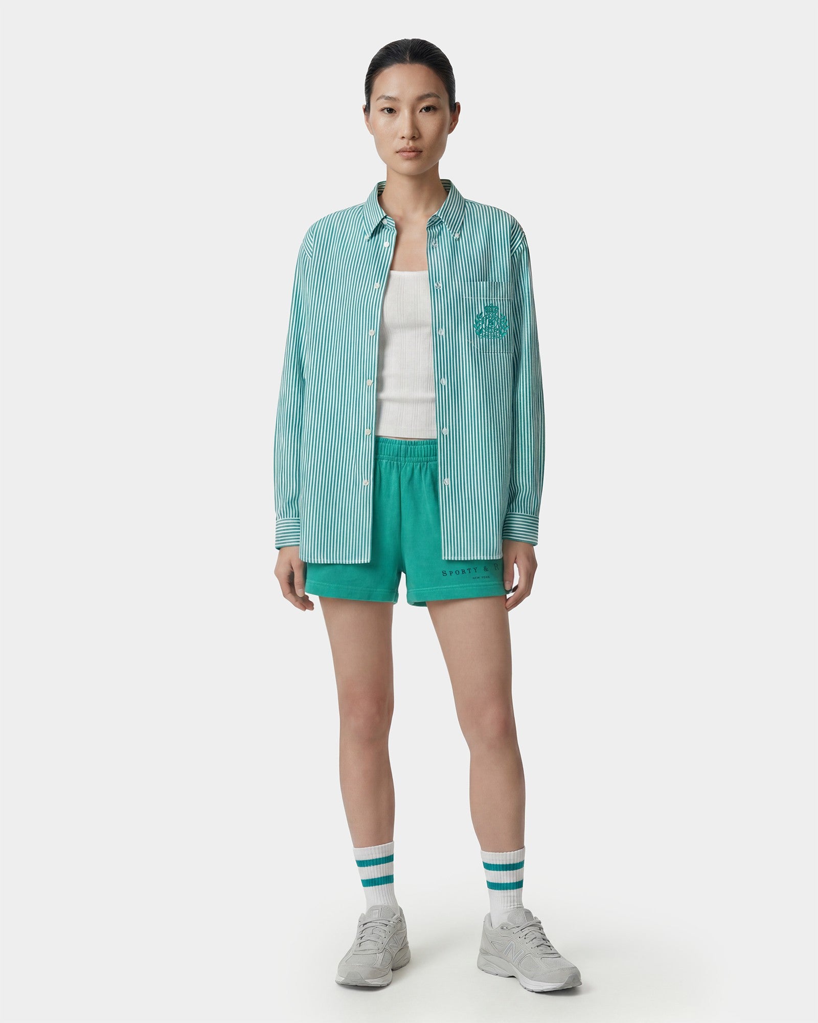 NY Crest Oversized Shirt - Amalfi Green Striped