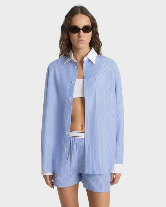 SRC Oversized Shirt - Navy Stripe