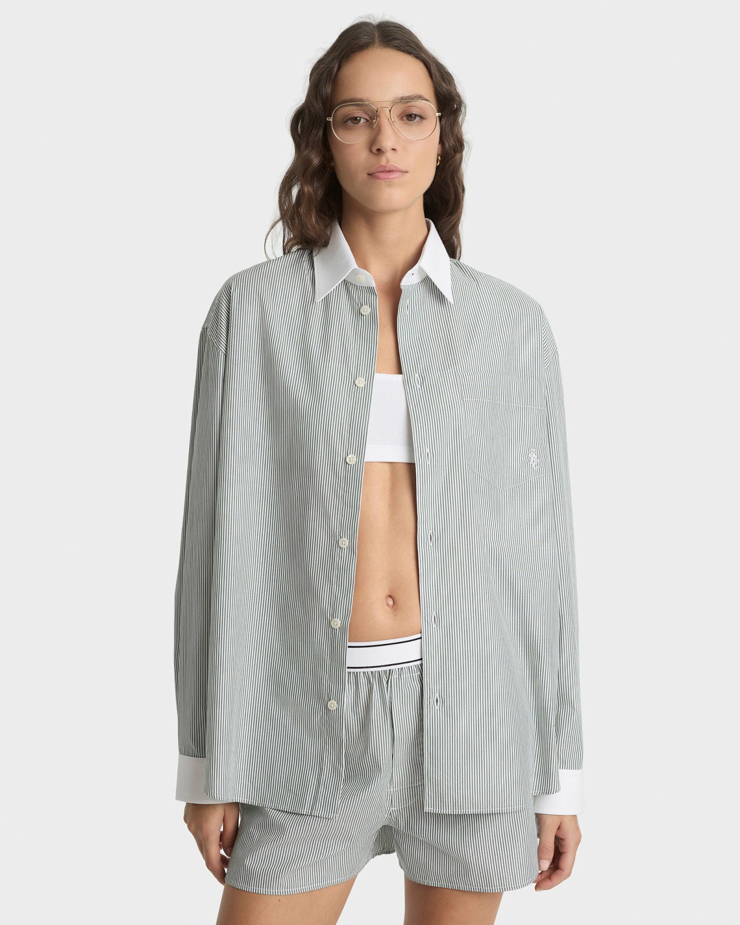 SRC Oversized Shirt - Forest striped