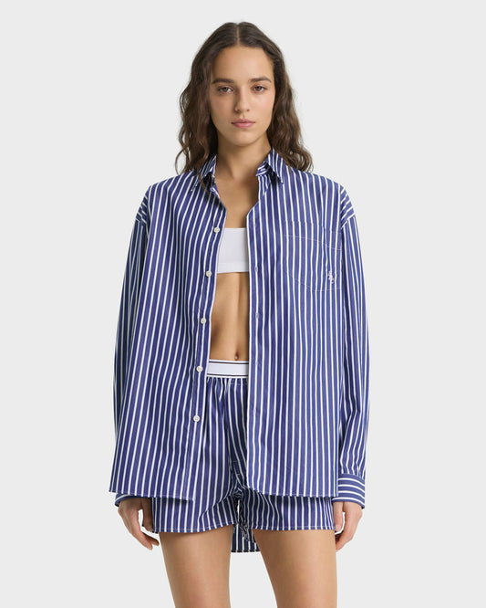 SRC Oversized Shirt - Navy Stripe