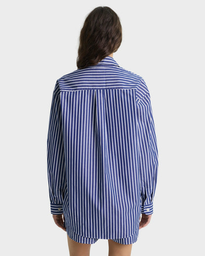 SRC Oversized Shirt - Navy Stripe