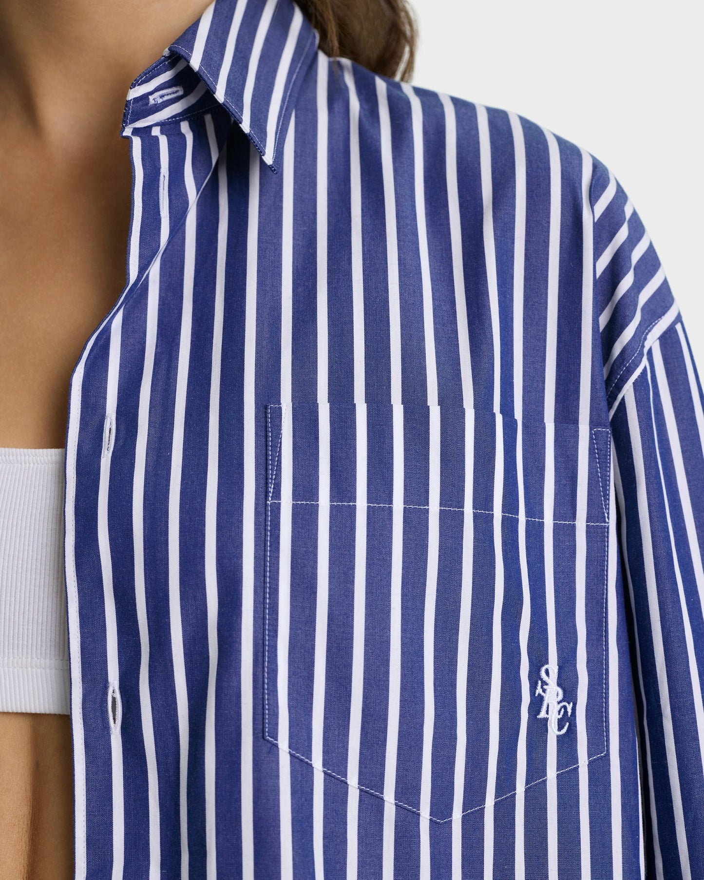 SRC Oversized Shirt - Navy Stripe