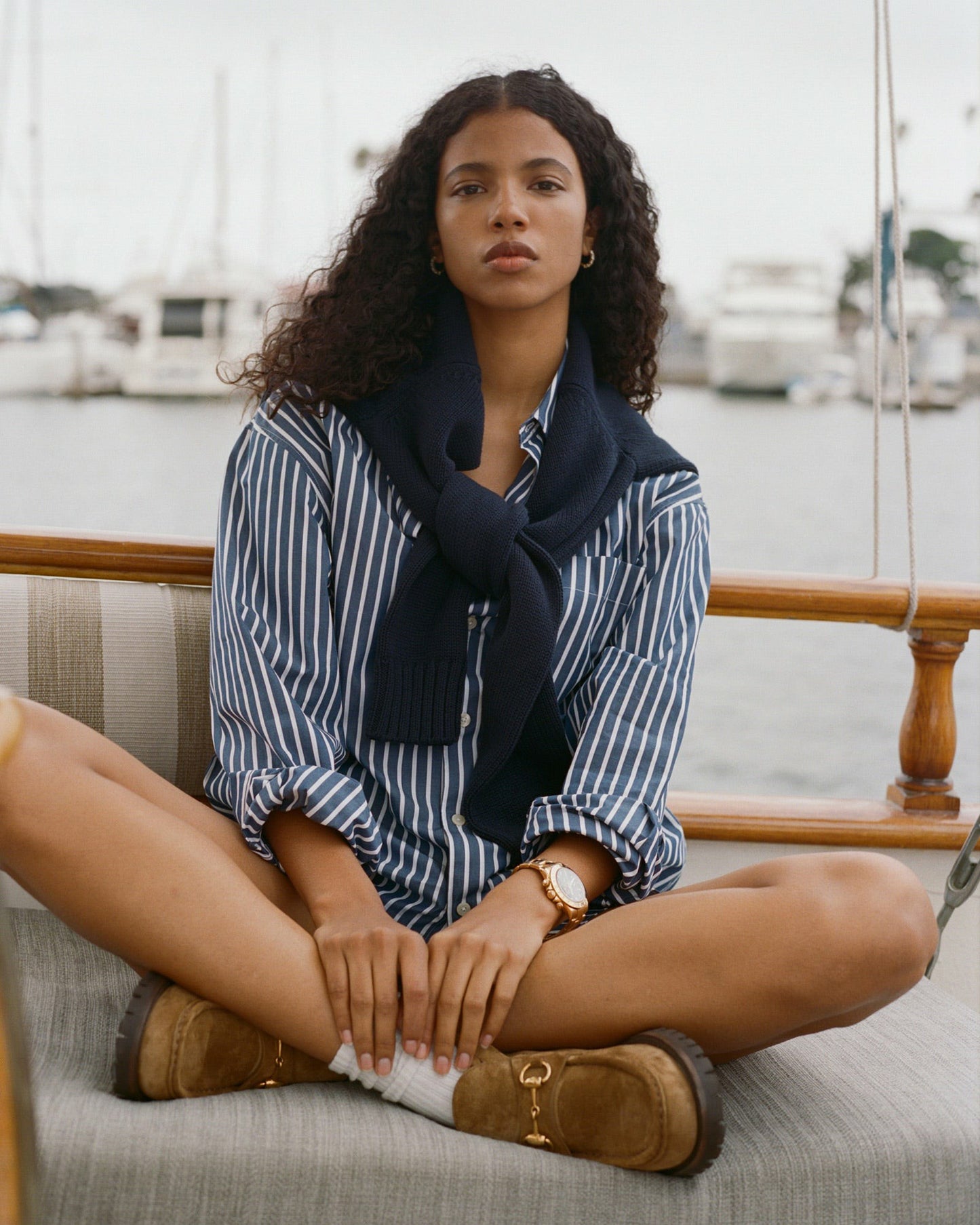 SRC Oversized Shirt - Navy Stripe