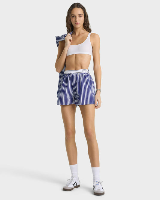 Serif Logo Boxer - Navy Stripe