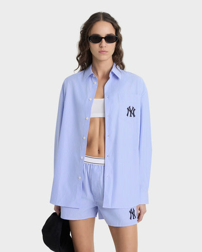 Heritage Yankees Serif Oversized Shirt - Blue Stripe/Navy