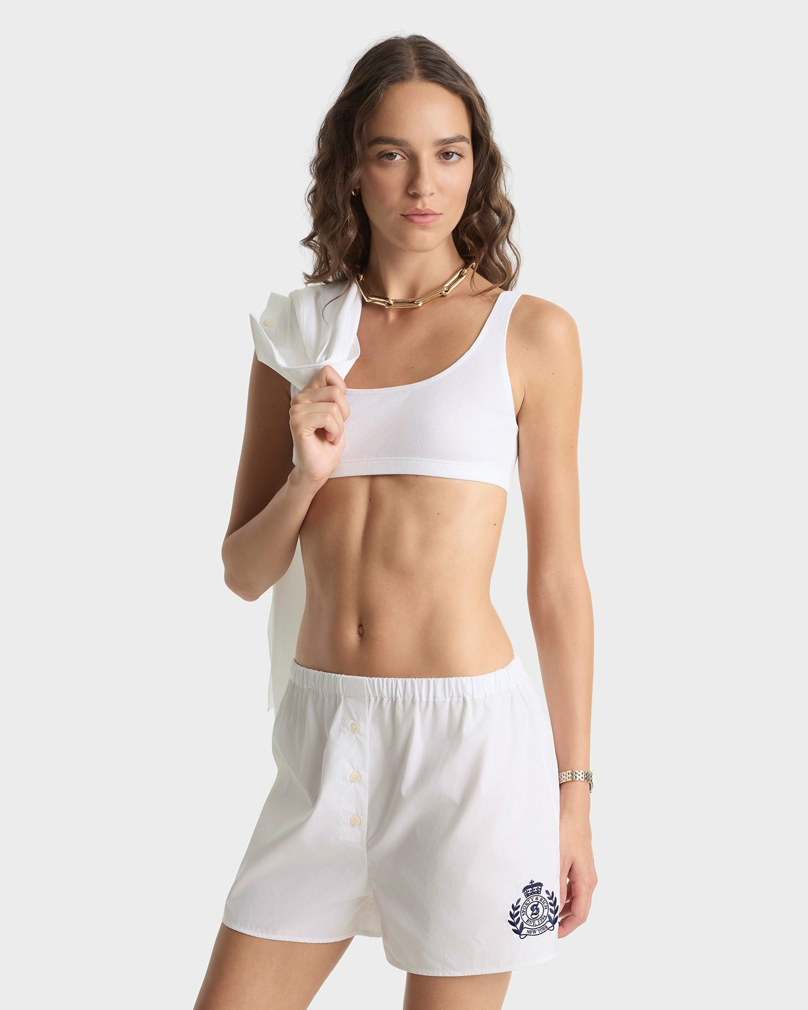 NY Crest Mini Boxer - White/Navy