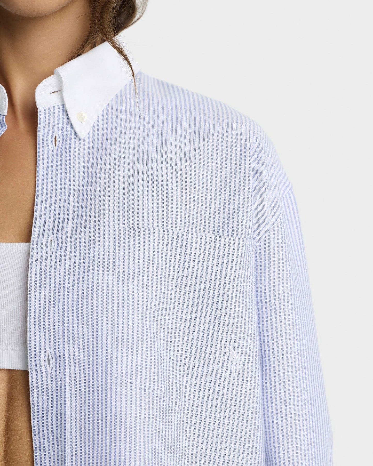 SRC Oversized Oxford Shirt - Navy Stripe