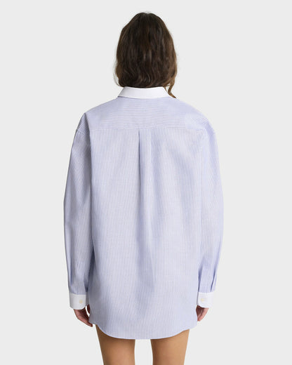 SRC Oversized Oxford Shirt - Navy Stripe