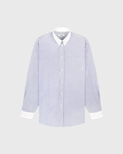 SRC Oversized Oxford Shirt - Navy Stripe