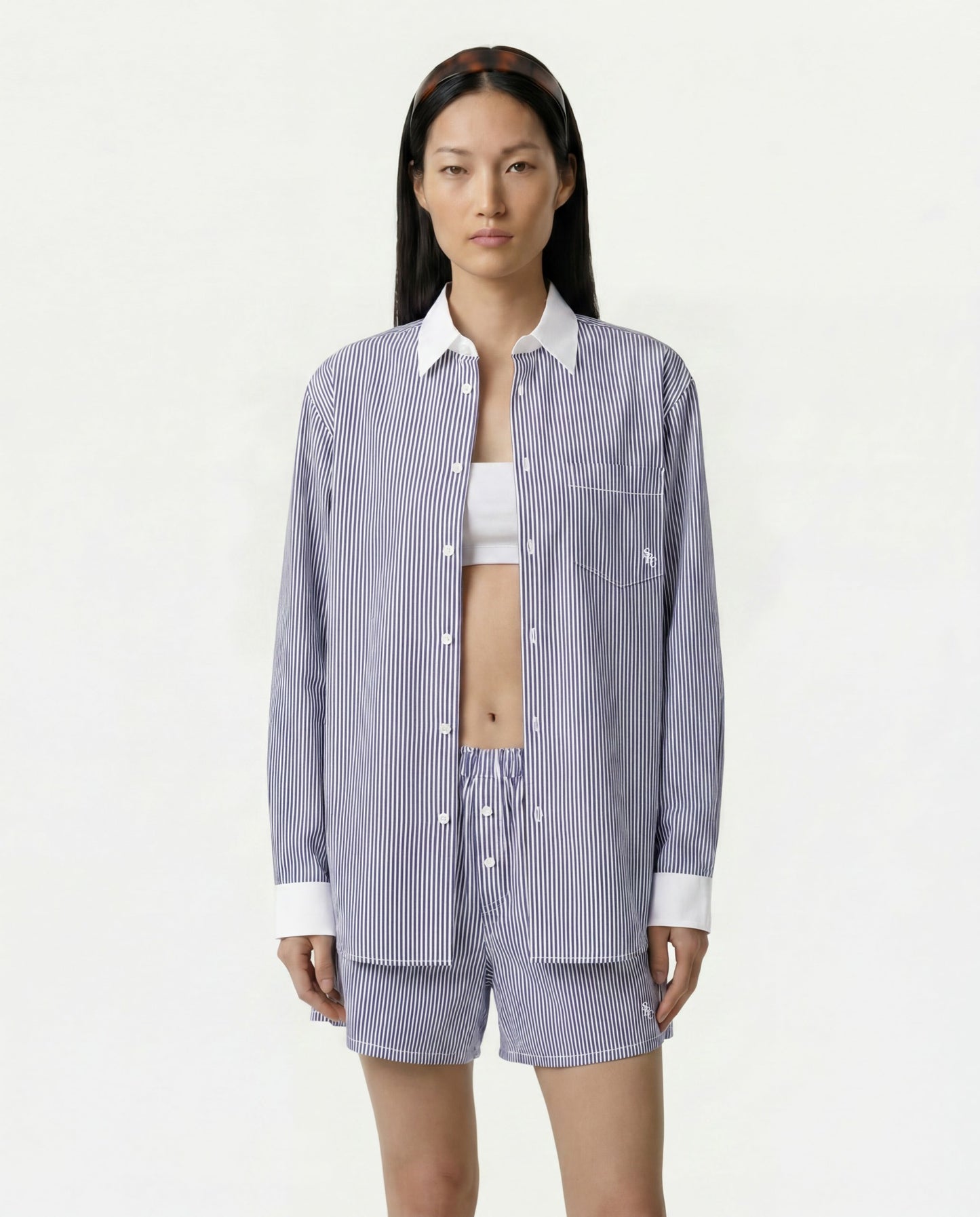 SRC Oversized Shirt - Navy Stripe