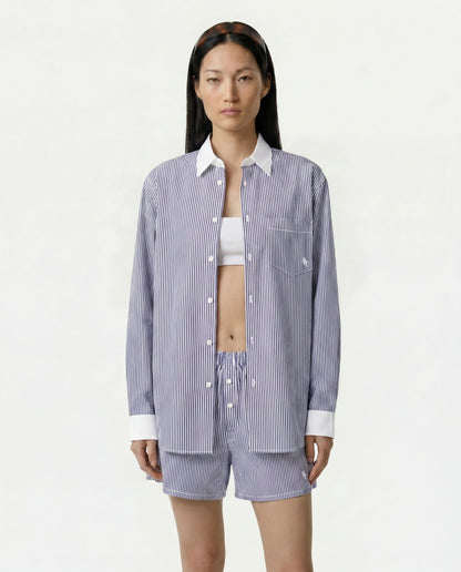 SRC Oversized Shirt - Navy Stripe