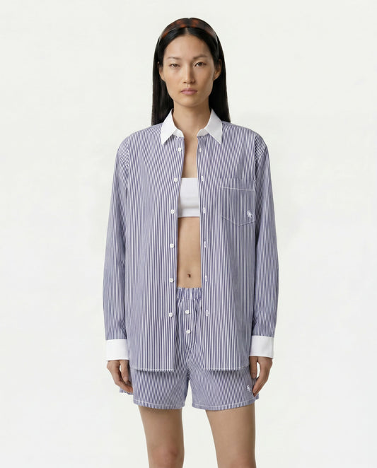 SRC Oversized Shirt - Navy Stripe